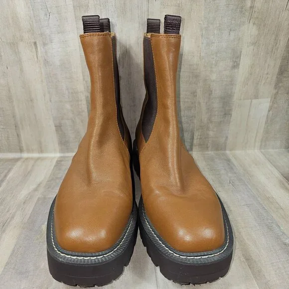 Sam Edelman Laguna Womans Size 9.5M Lug Sole Chelsea Leather Boots Booties - Picture 2 of 8